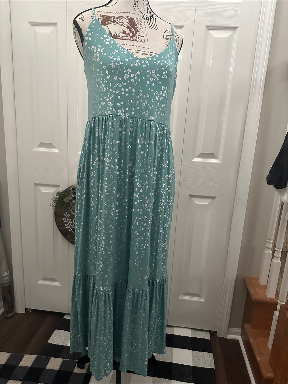 Teal/light blue Maxi Dress w/ Silver Cheetah Print, 5 for $25 Deal!